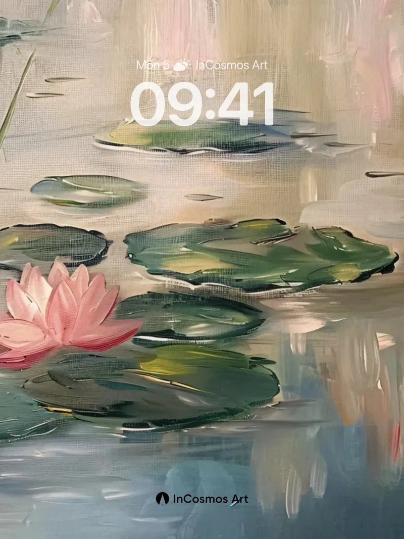 Serenity Waterlily Wallpaper with Monet's Brushstrokes