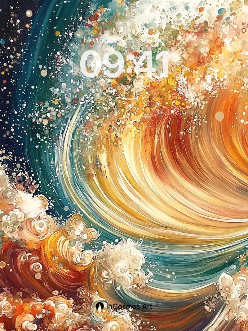 Cosmic Wave Wallpaper with Golden Foam wallpaper for iPhone, iPad & Mac