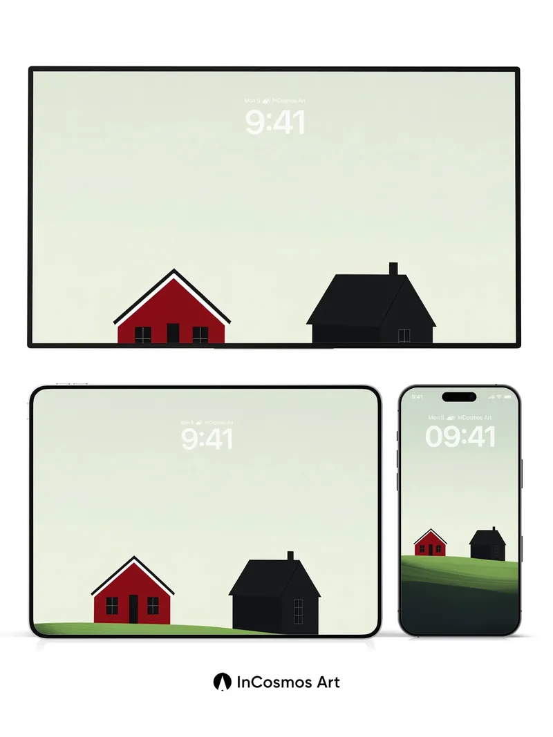 Silent Hillside Wallpaper with Contrasting Hues