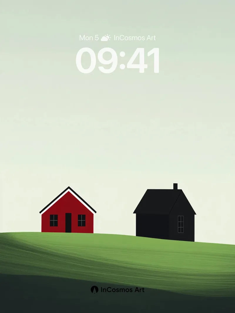 Silent Hillside Wallpaper with Contrasting Hues