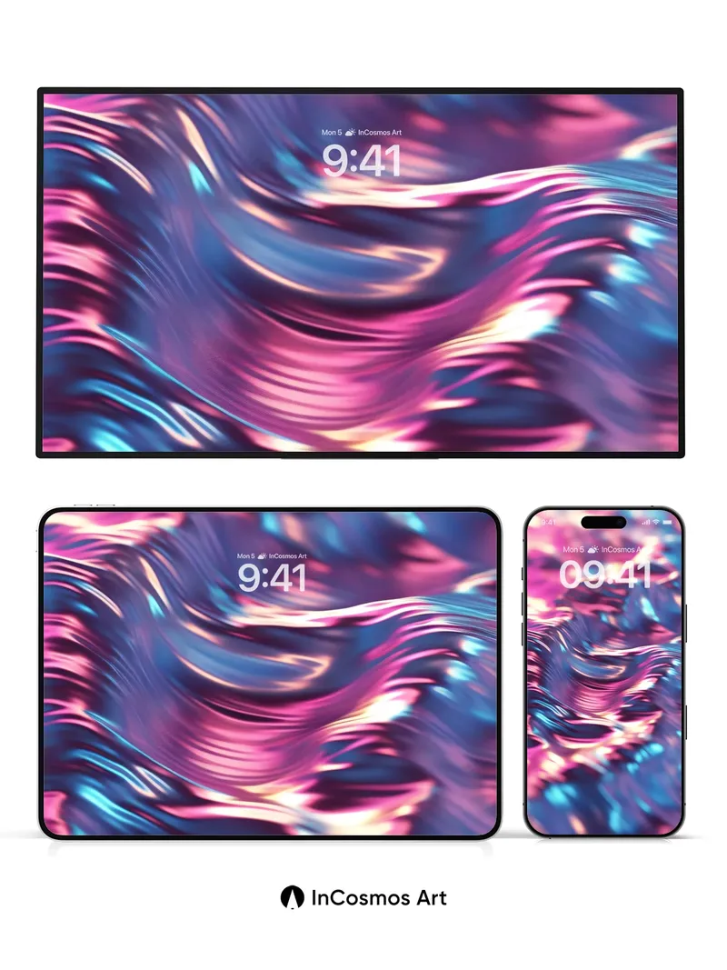 Luminous Wave Wallpaper with Liquid Light