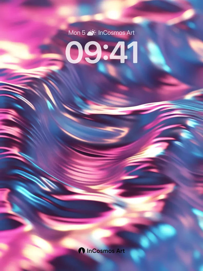 Luminous Wave Wallpaper with Liquid Light