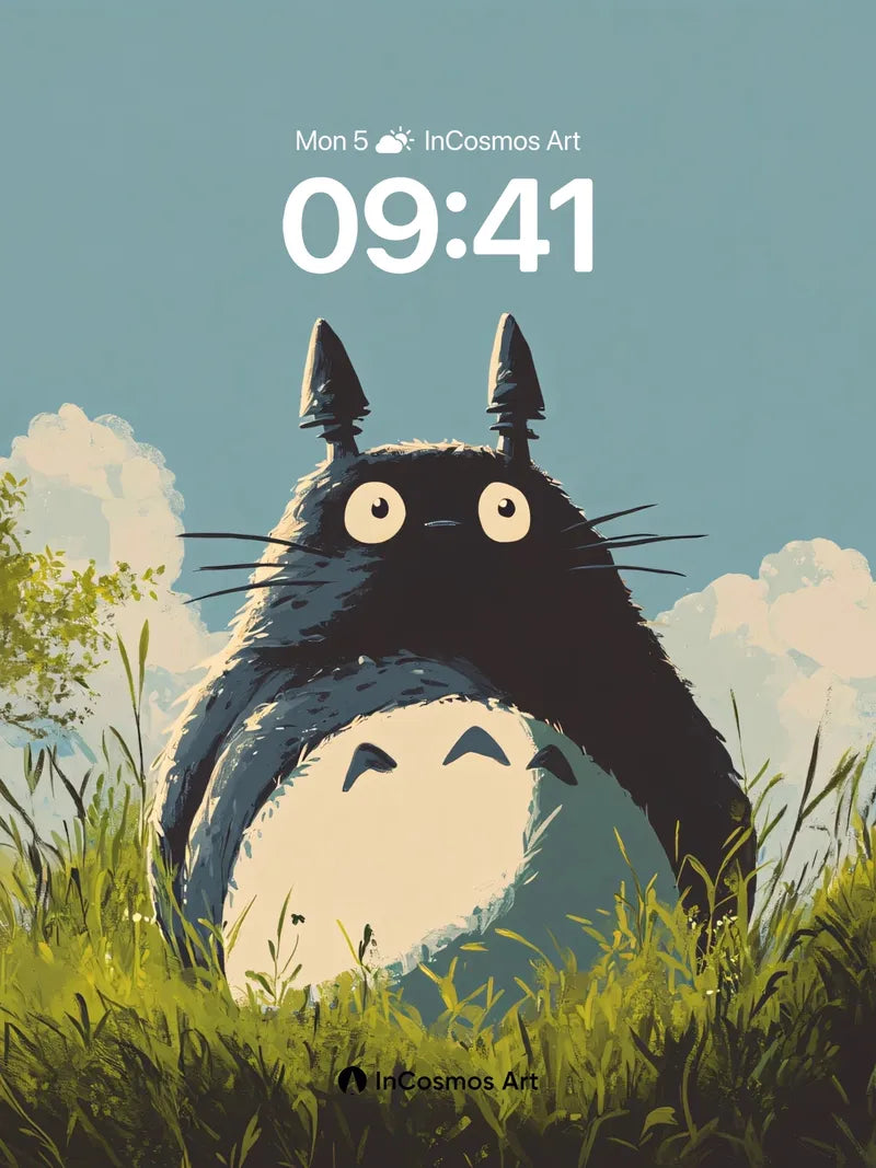 Whispering Grass Wallpaper with Totoro's Gaze wallpaper for iPhone, iPad & Mac
