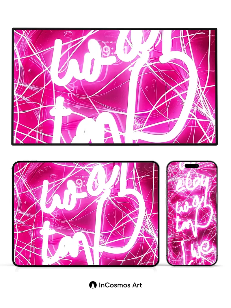 Neon Pulse Wallpaper with Electric Script