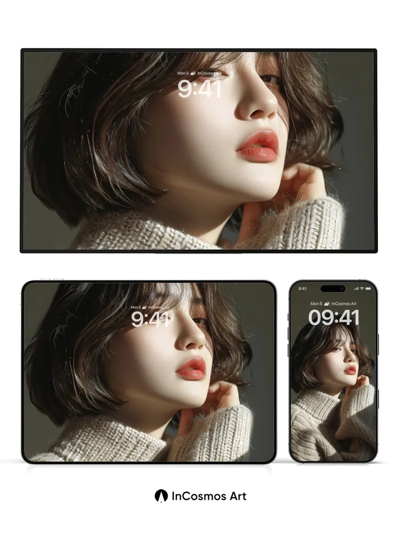 Soft Light Portrait Wallpaper with Knit Texture