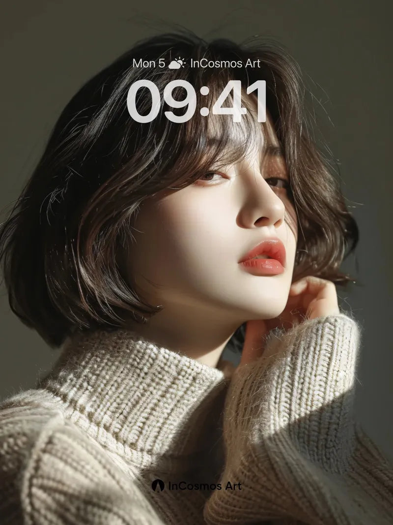 Soft Light Portrait Wallpaper with Knit Texture