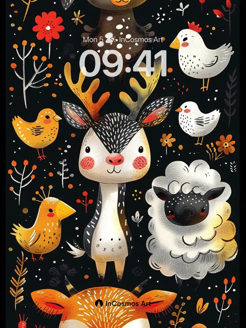 Whimsical Forest Wallpaper with Storybook Animals wallpaper for iPhone, iPad & Mac