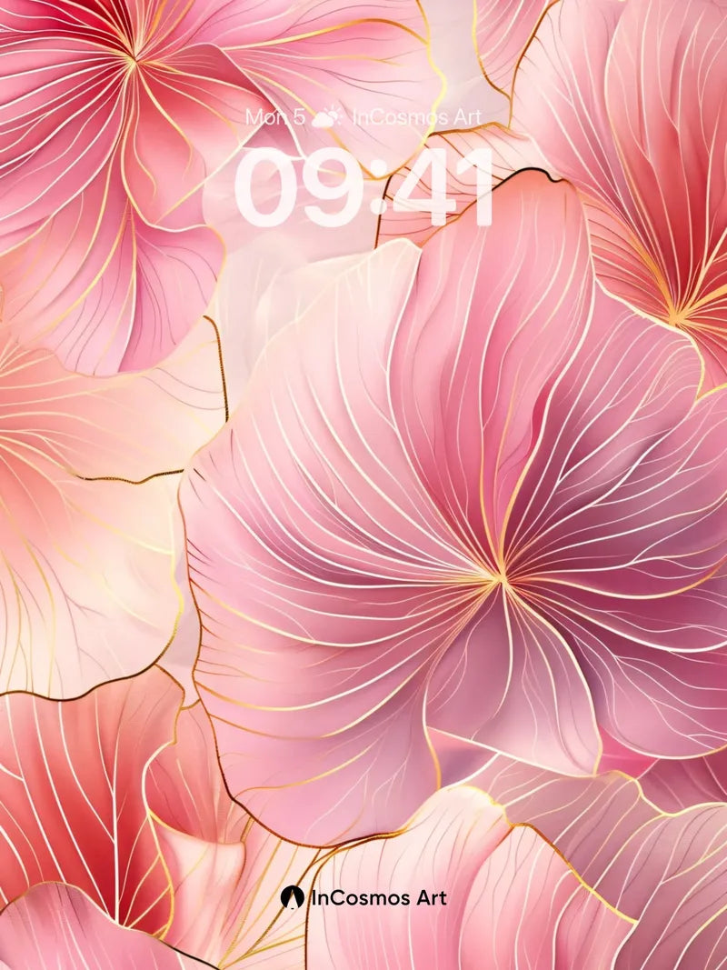 Luminous Petal Wallpaper with Golden Veins wallpaper for iPhone, iPad & Mac