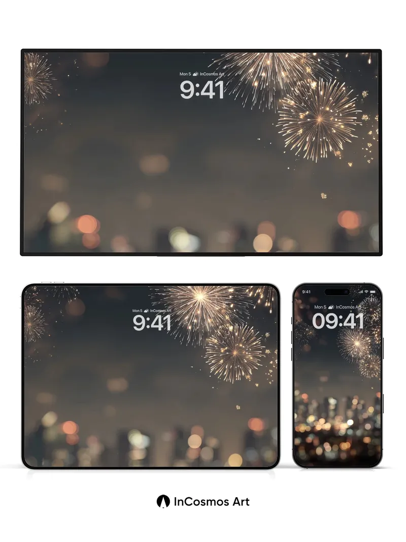 Golden Sparkle Wallpaper with City Hush