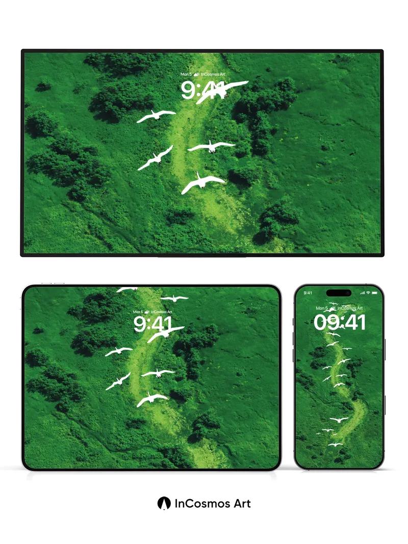 Serenity Flight Wallpaper with Green Vein Path