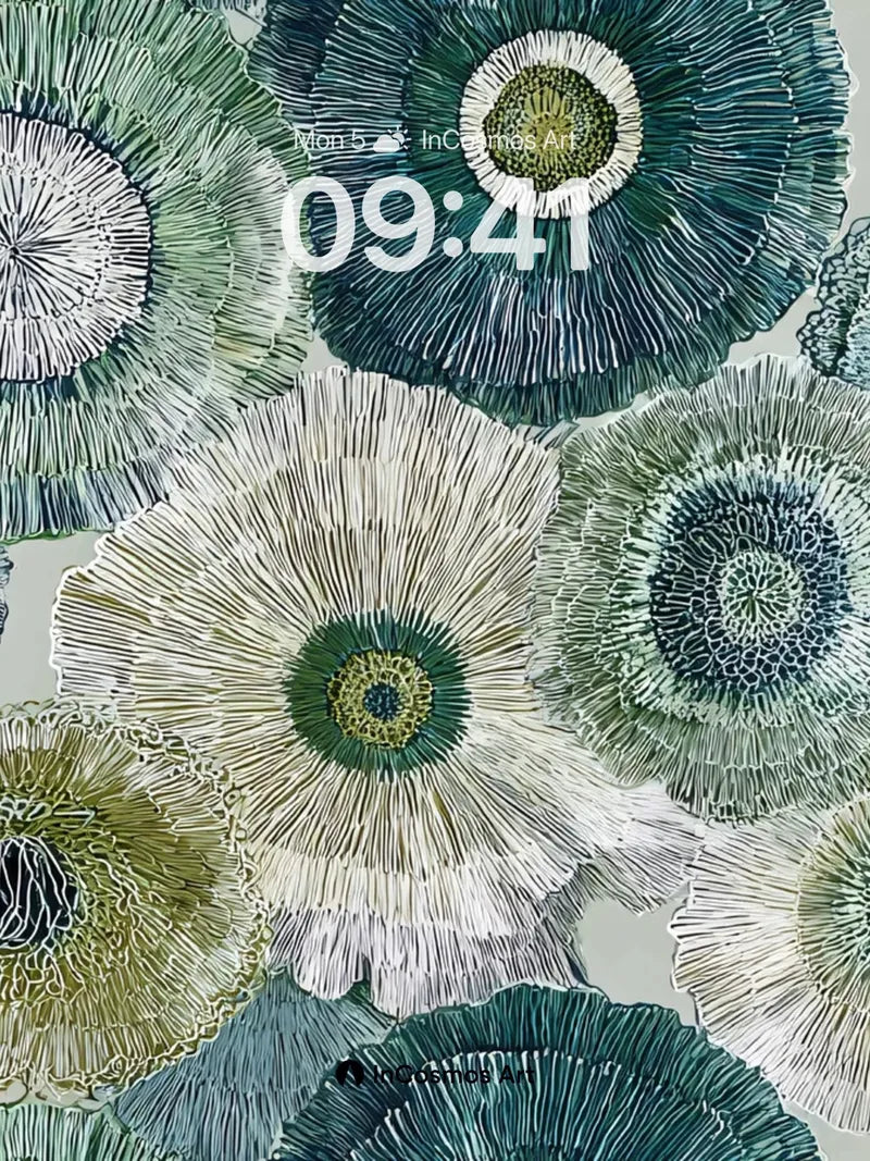 Moss Whisper Wallpaper with Textured Petals wallpaper for iPhone, iPad & Mac