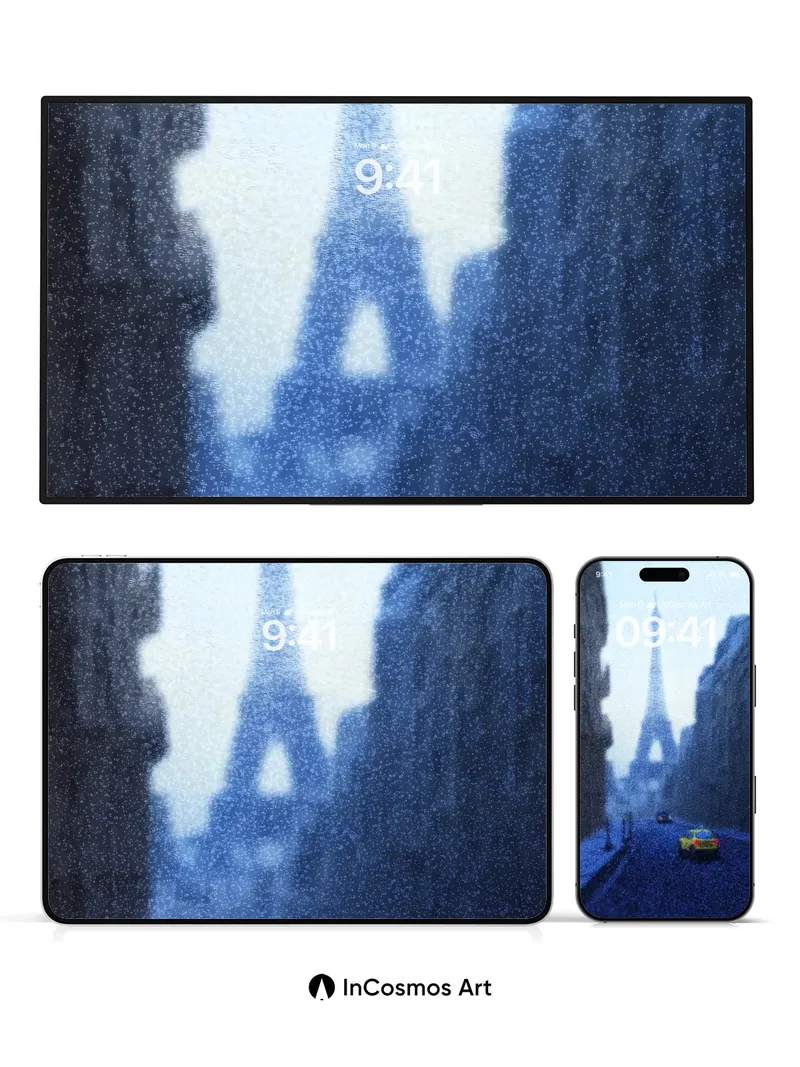 Fogbound Paris Wallpaper with Eiffel Echo