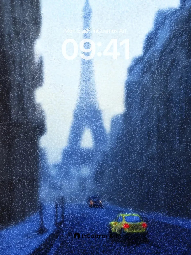 Fogbound Paris Wallpaper with Eiffel Echo