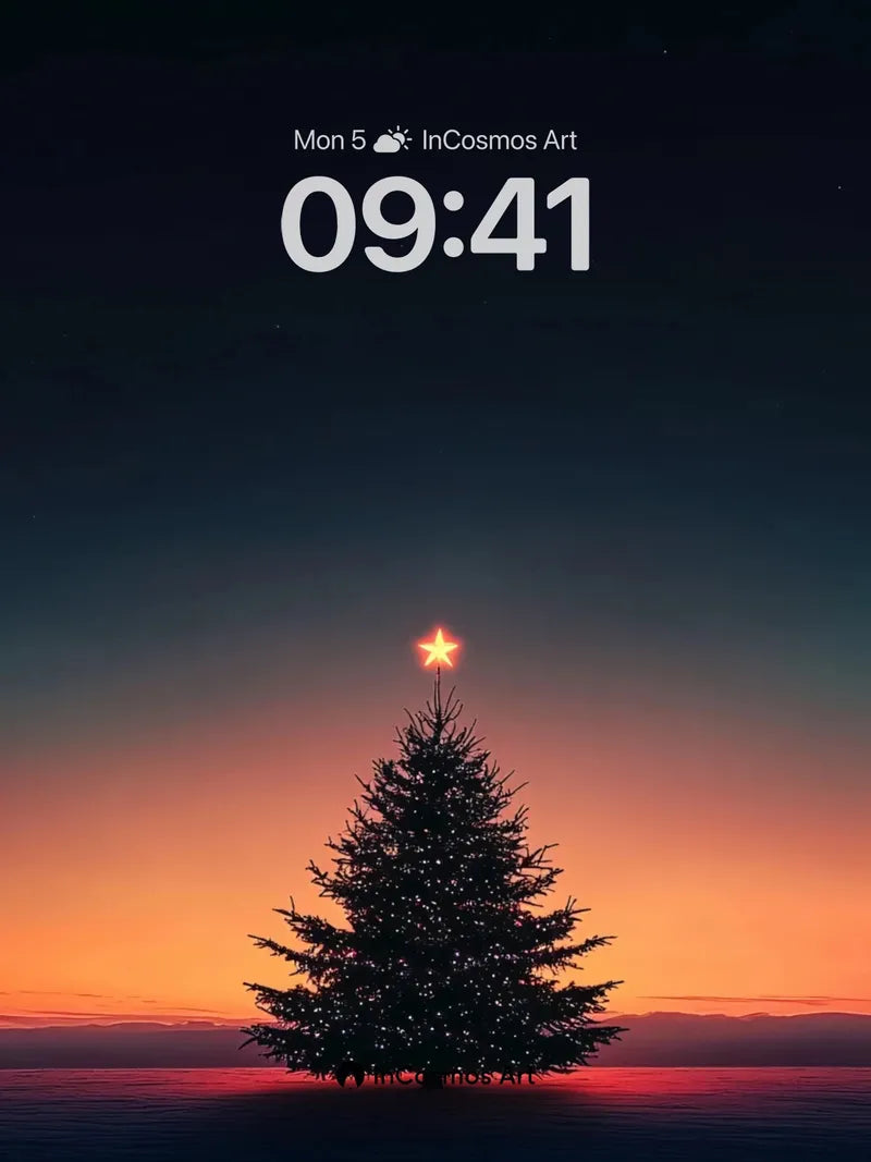 Silent Starlight Wallpaper with Solitary Pine