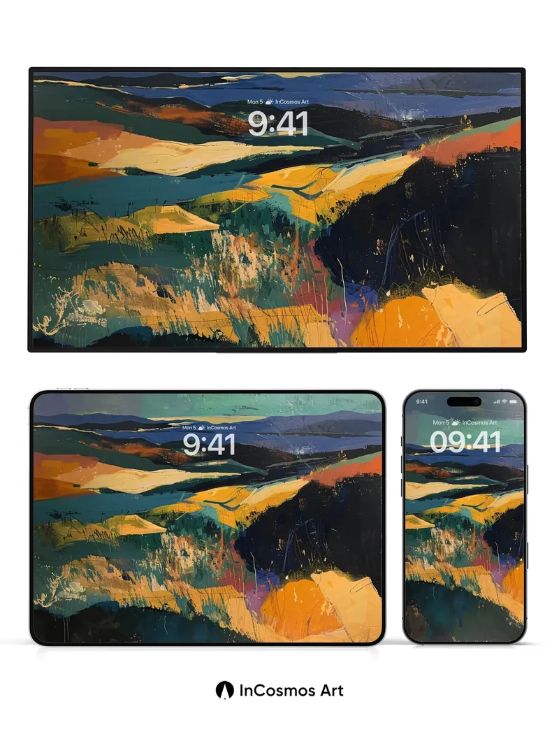 Storm-etched Valley Wallpaper with Gold Veins