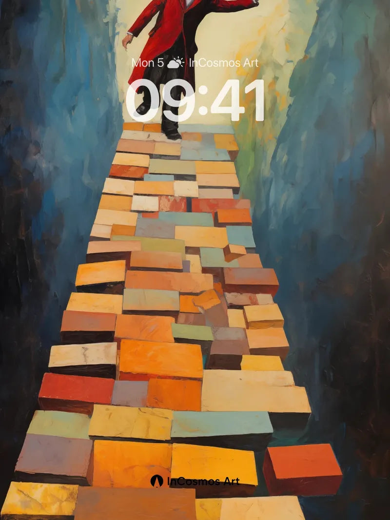 Surreal Pathway Wallpaper with Floating Bricks