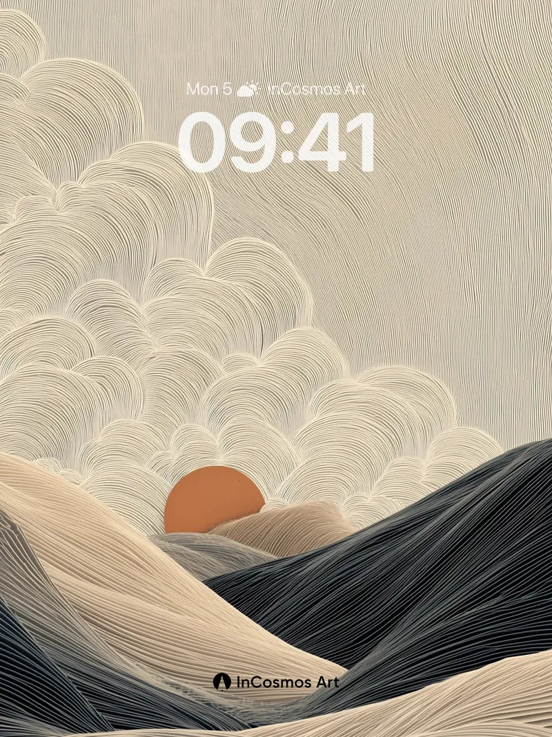 Serenity Wave Wallpaper with Hidden Sun wallpaper for iPhone, iPad & Mac