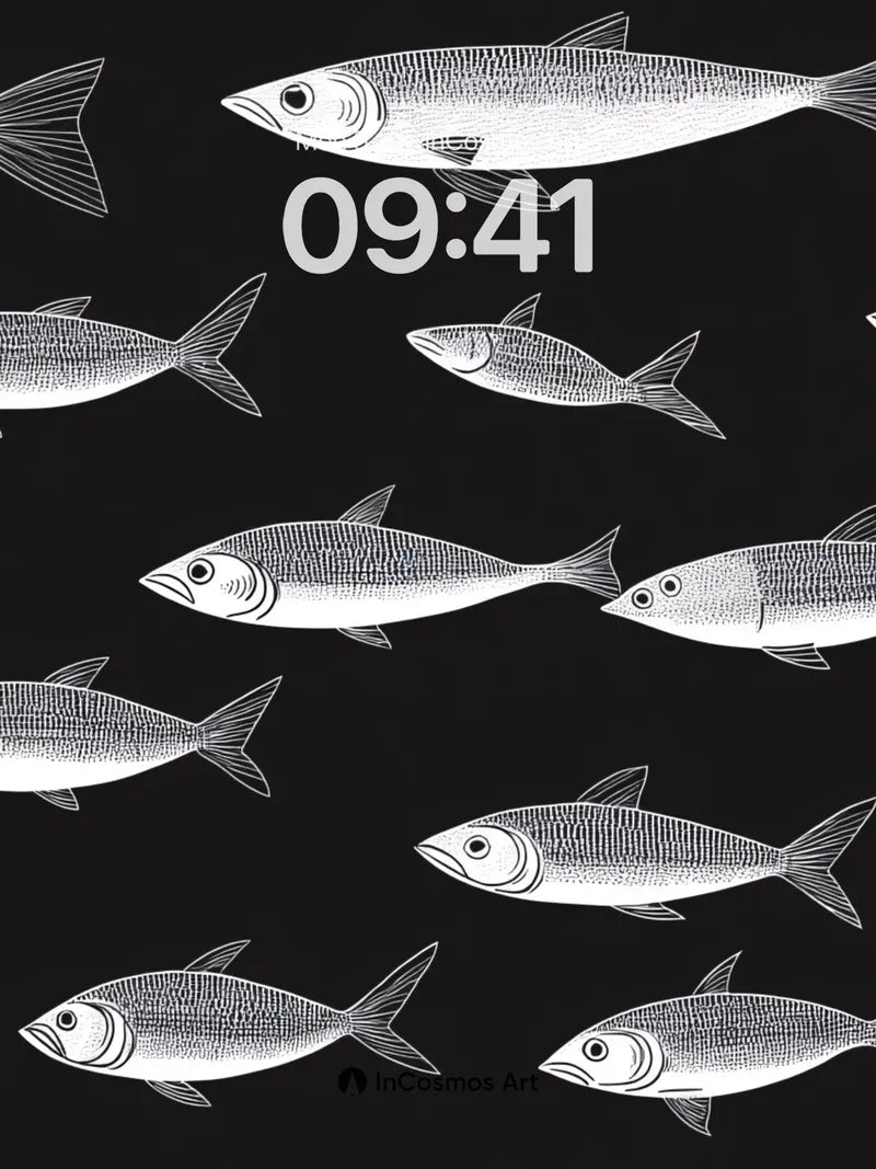 Silent School Wallpaper with Silver Scales