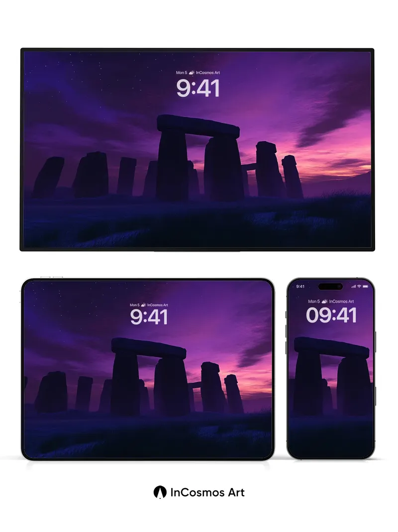 Ethereal Stonehenge Wallpaper with Cosmic Twilight