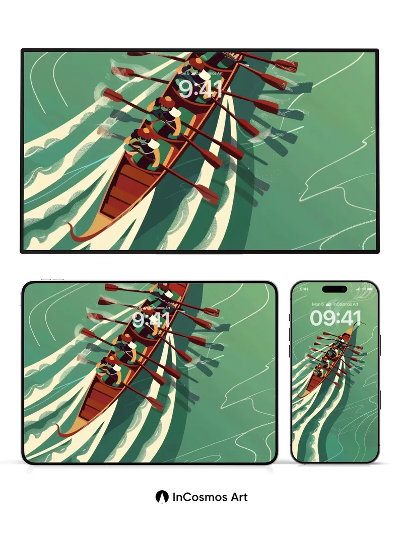 Calm Currents Wallpaper with Rowing Rhythm