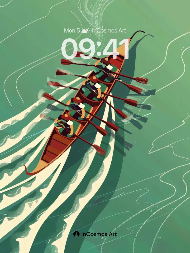 Calm Currents Wallpaper with Rowing Rhythm