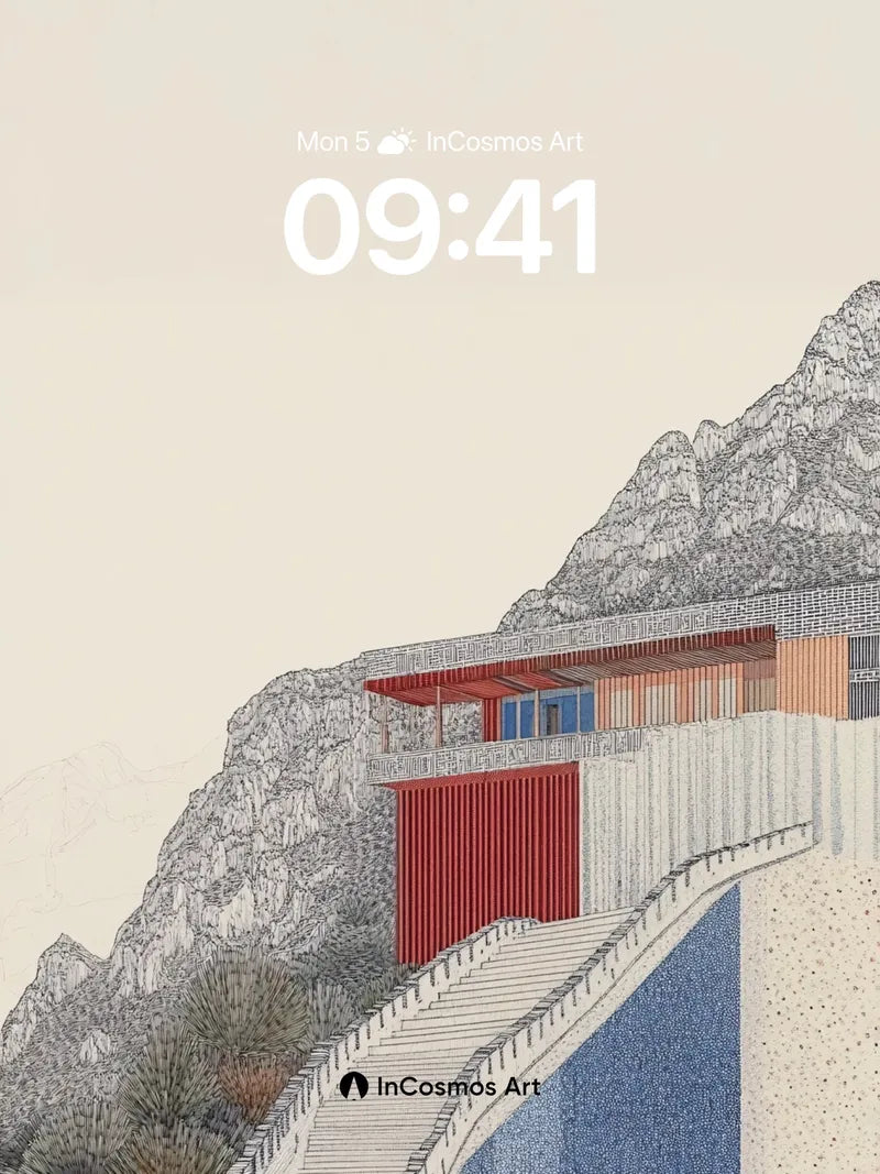 Stone Silence Wallpaper with Red Horizon