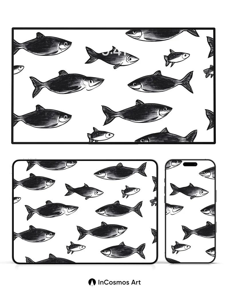 Whispering Schools Wallpaper with Ink Trails