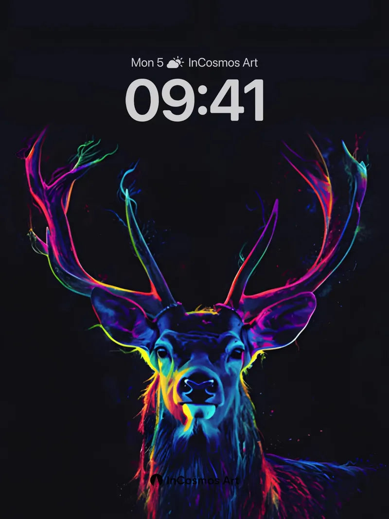 Neon Reverie Deer Wallpaper with Electric Antlers