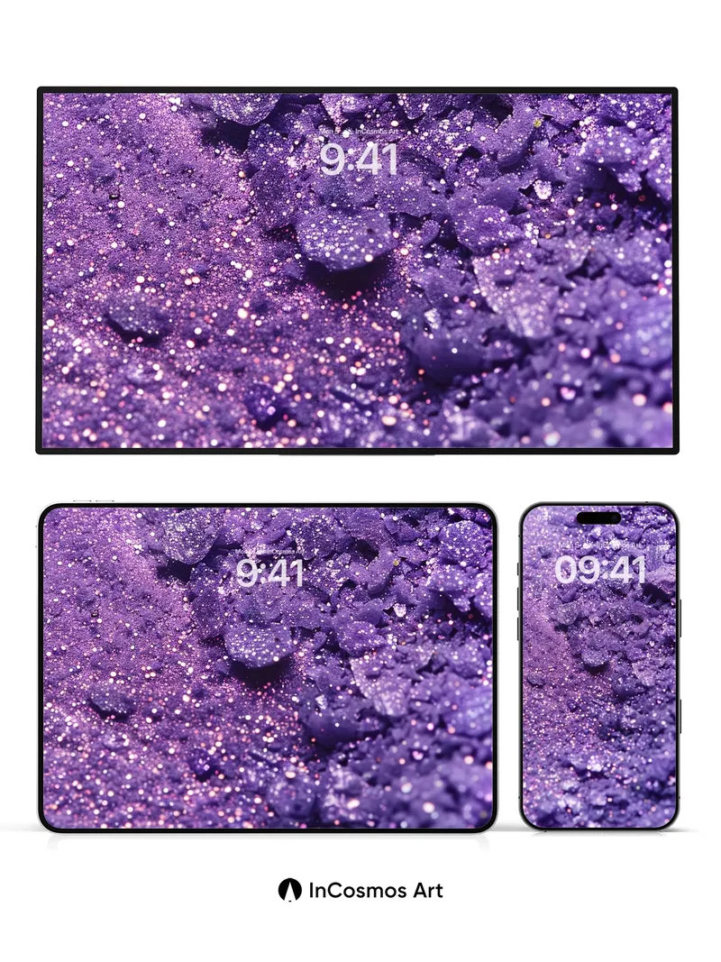 Luminous Violet Crystals Wallpaper with Shimmering Depth