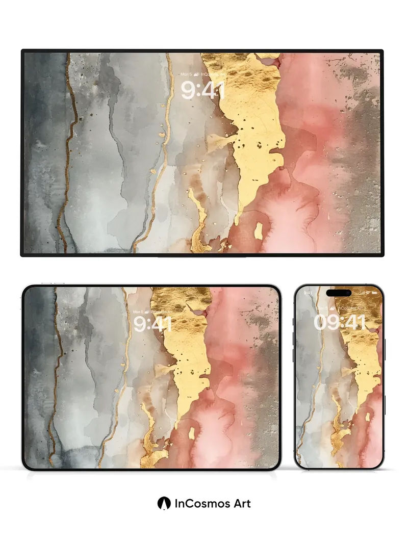 Luminous Veil Wallpaper with Gold Traces