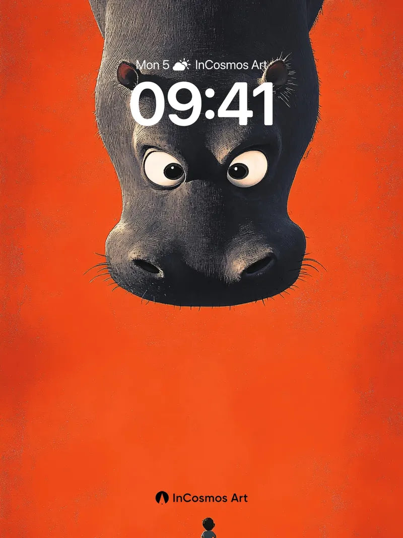 Surreal Gaze Wallpaper with Floating Hippo wallpaper for iPhone, iPad & Mac