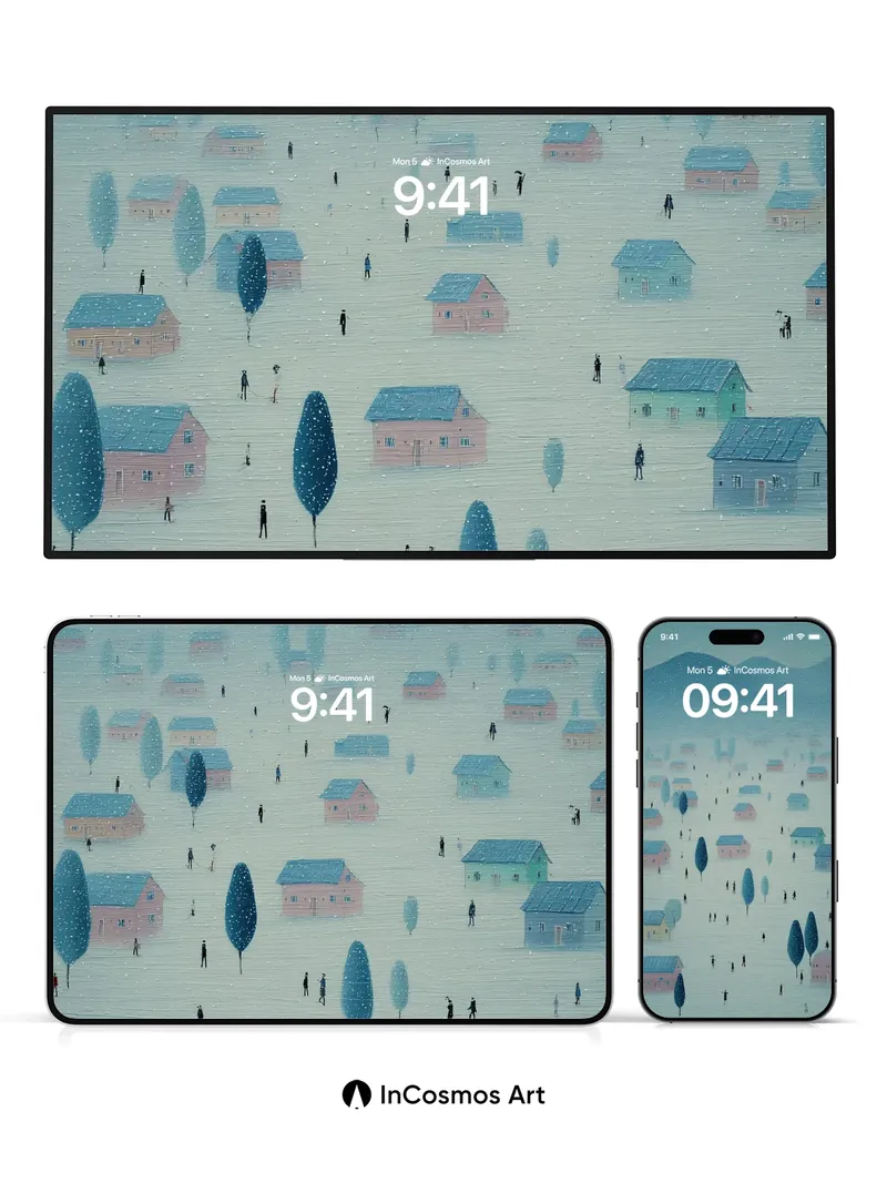 Snowfall Hush Wallpaper with Whispering Trees