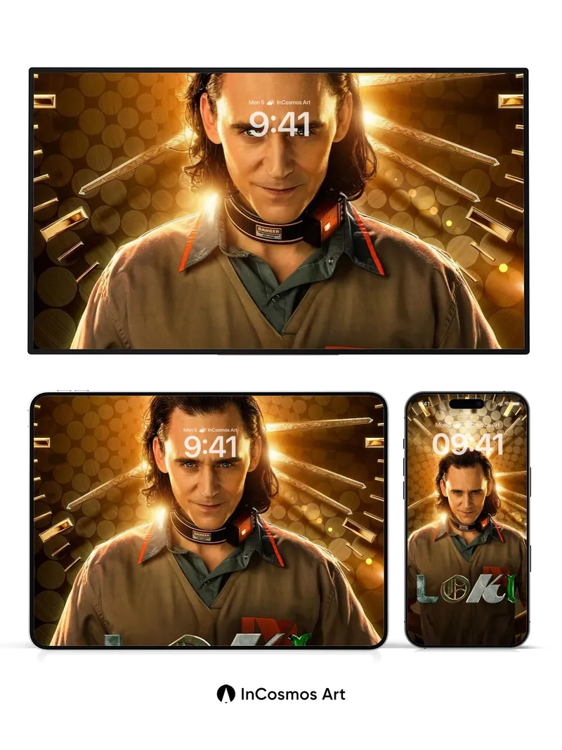 Time-Scarred Loki Wallpaper with Golden Clockwork