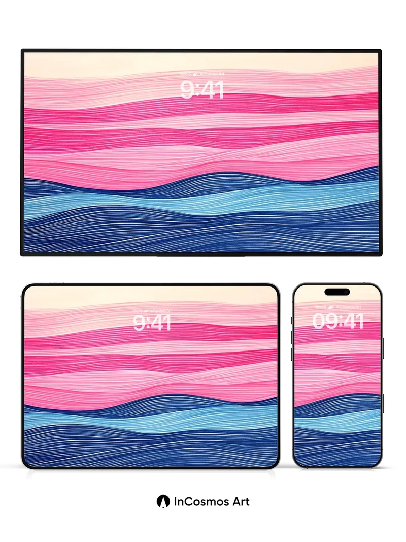 Crimson Horizon Wallpaper with Ocean Breath