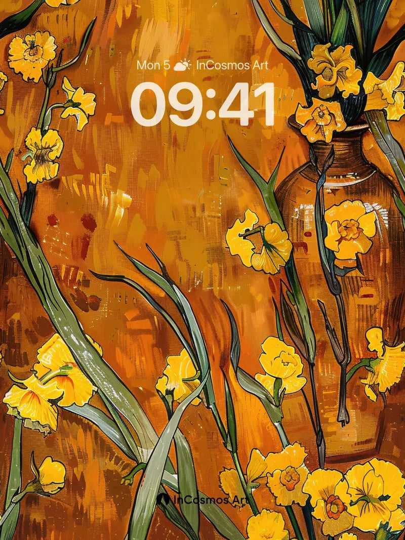 Golden Bloom Wallpaper with Vase Echo