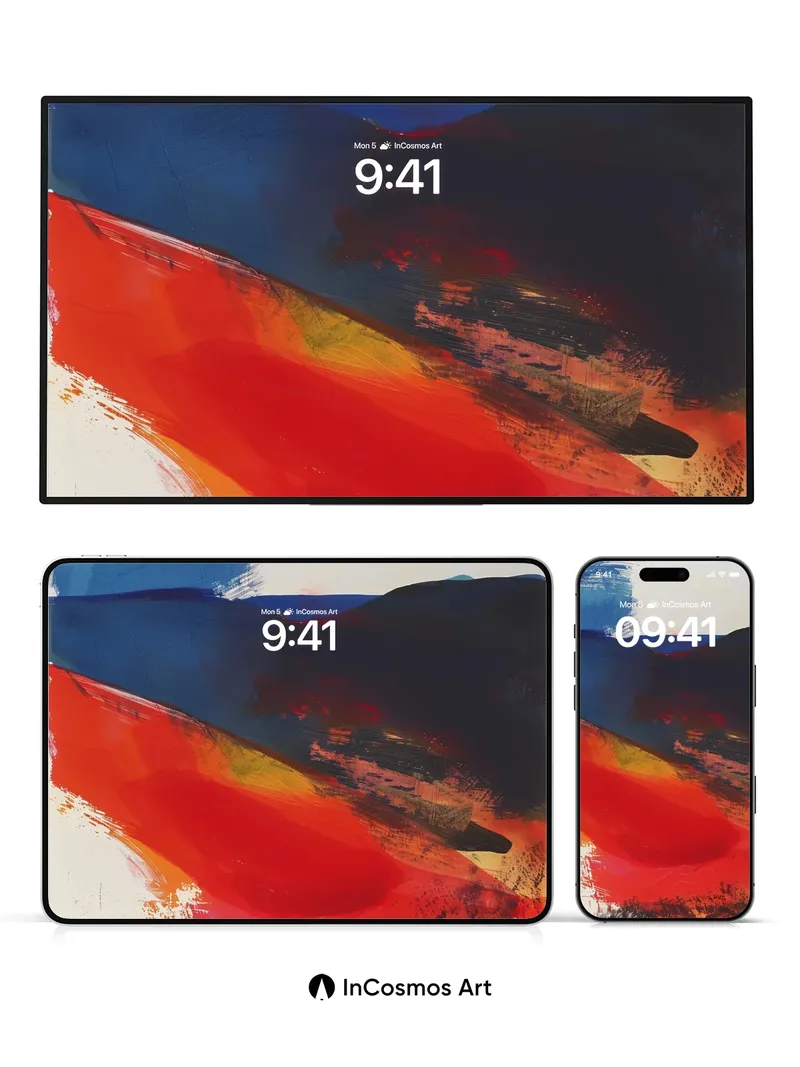 Fiery Horizon Wallpaper with Brushstroke Depth