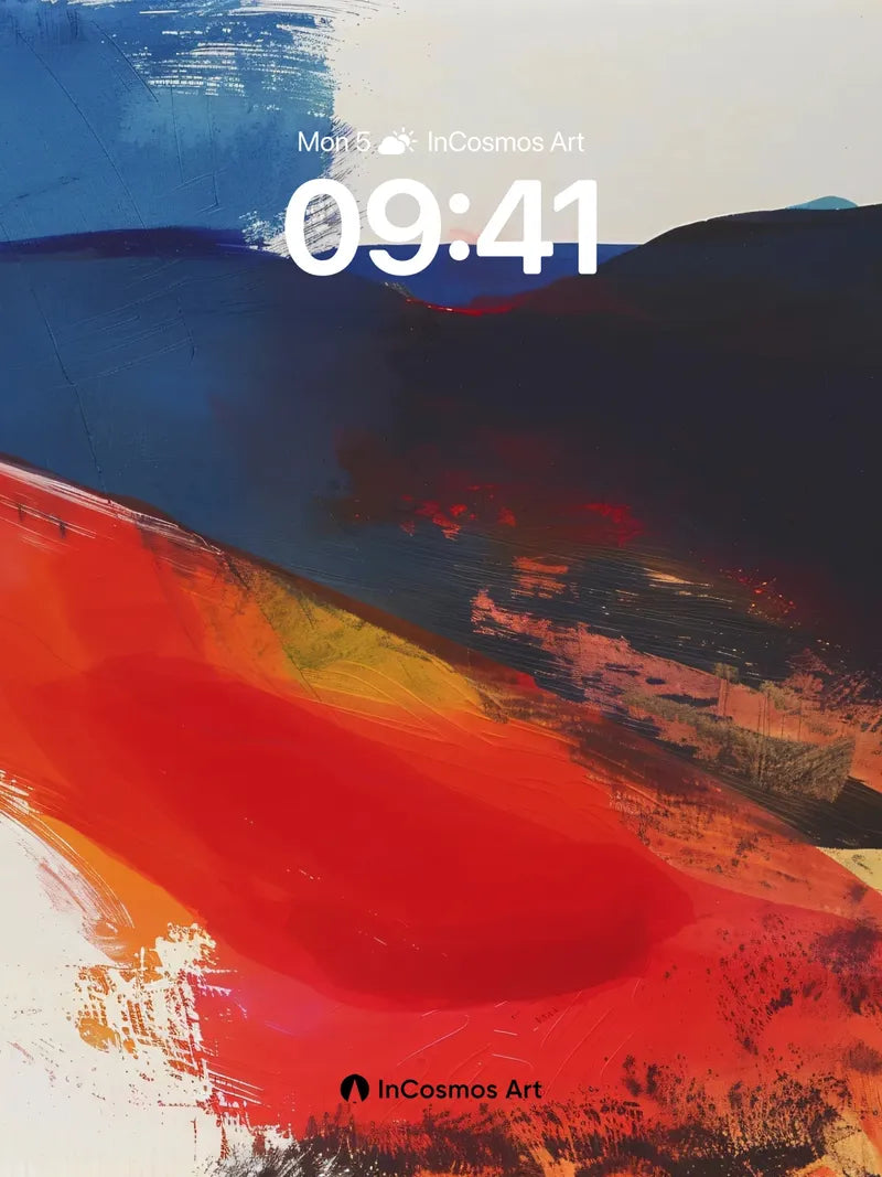 Fiery Horizon Wallpaper with Brushstroke Depth