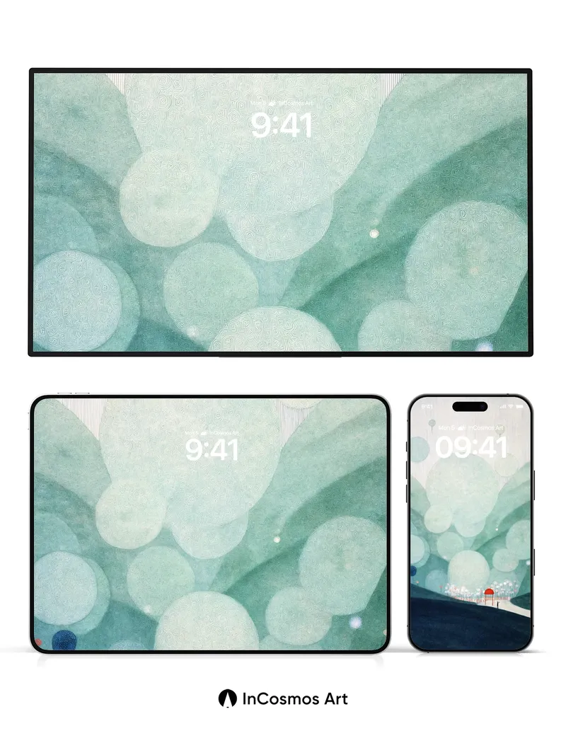 Whispering Bubbles Wallpaper with Floating Light