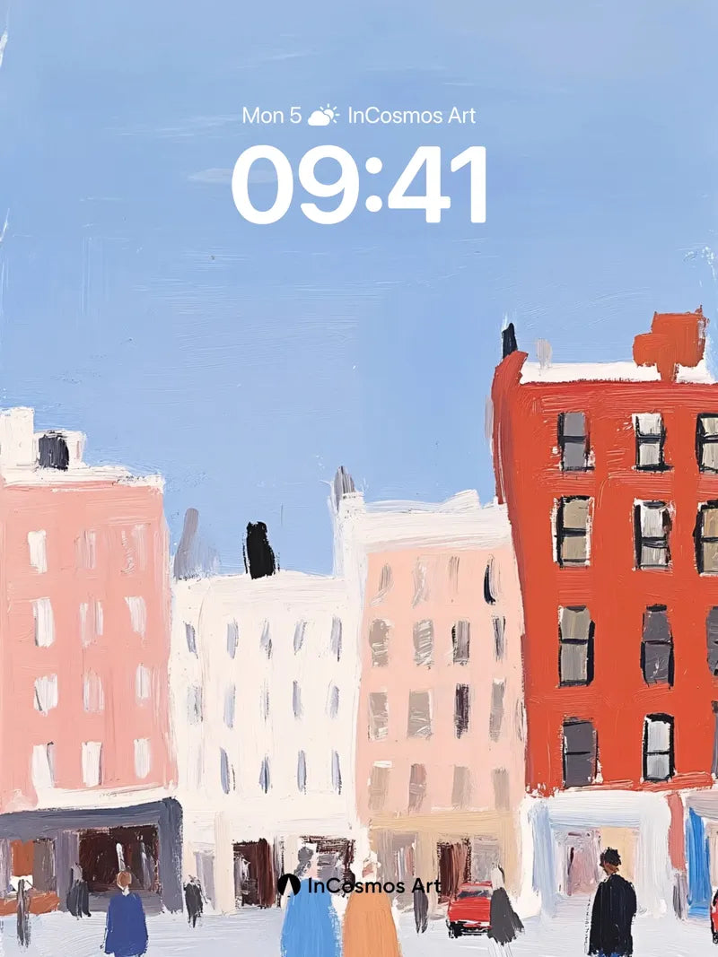 Serene Cityscape Wallpaper with Soft Brushwork