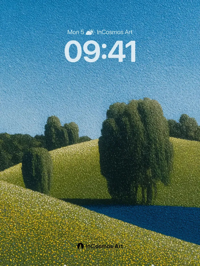 Serenity Meadow Wallpaper with Dandelion Whispers wallpaper for iPhone, iPad & Mac