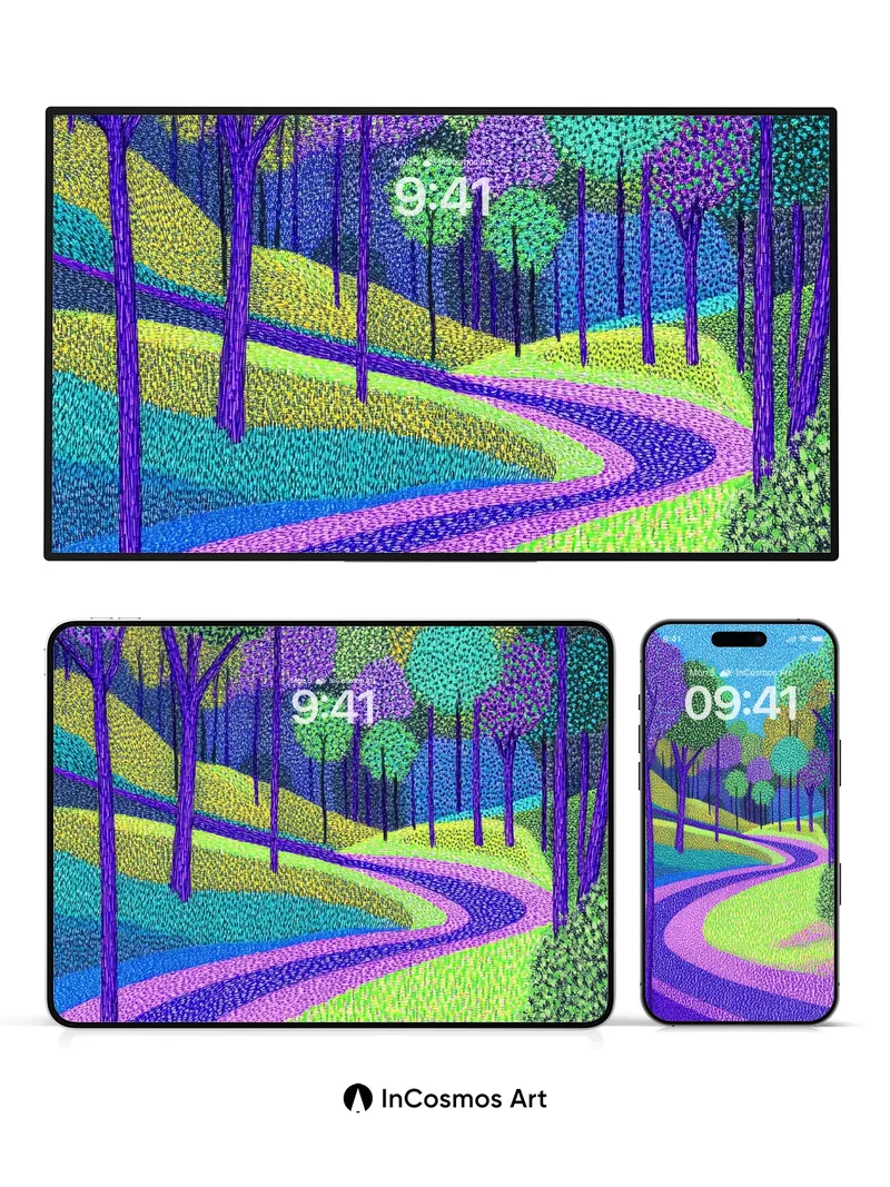 Whispering Path Wallpaper with Electric Canopy