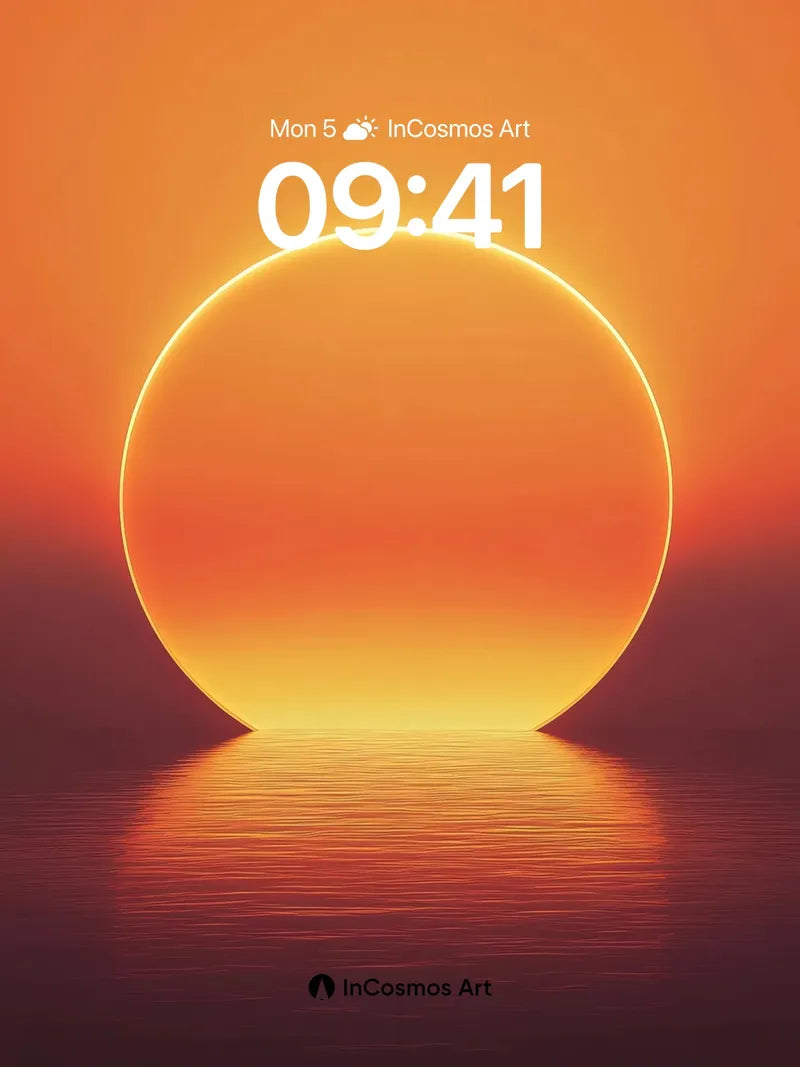 Serenity Horizon Wallpaper with Golden Orb