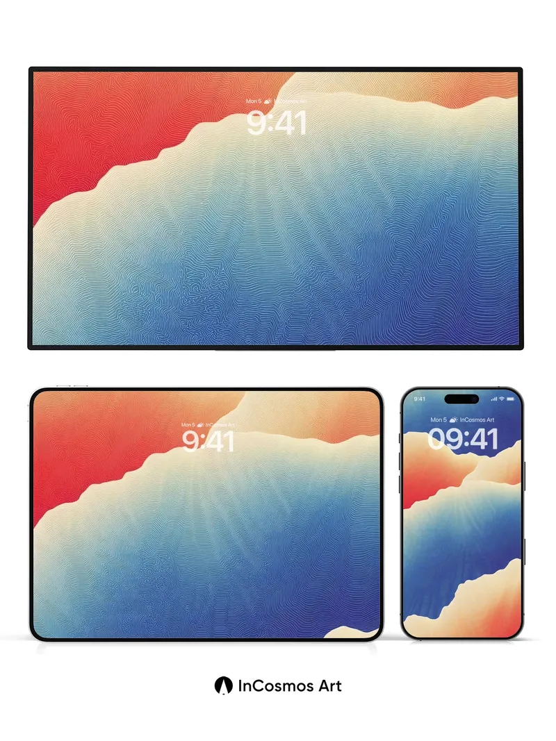 Surreal Gradient Wallpaper with Floating Cloud Forms