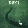 Serene Swan Glide Wallpaper in Emerald Haze wallpaper for iPhone, iPad & Mac