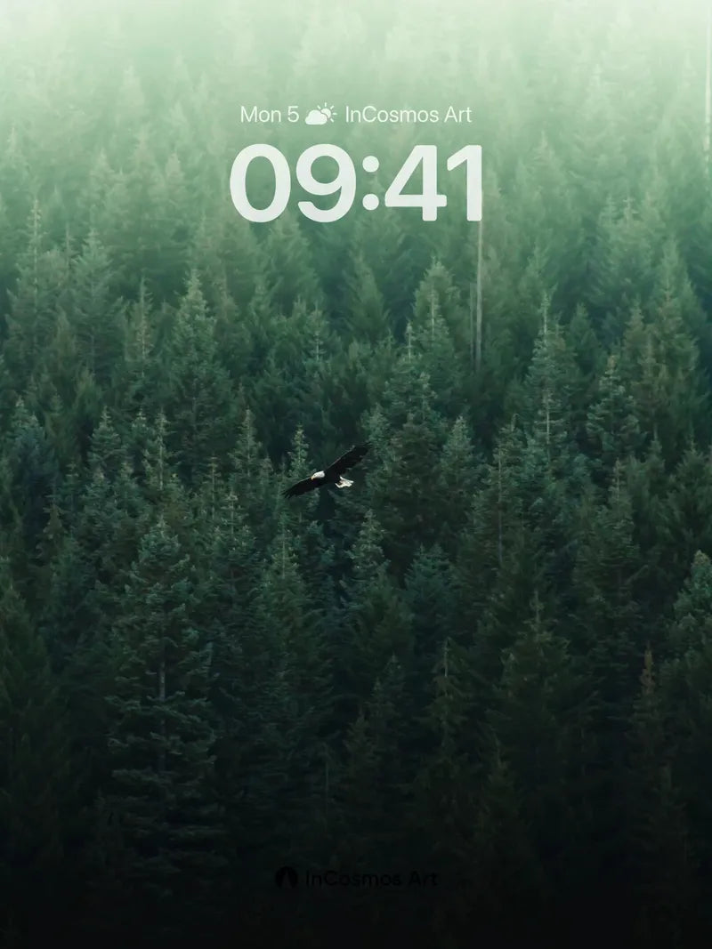 Misty Canopy Wallpaper with Soaring Eagle