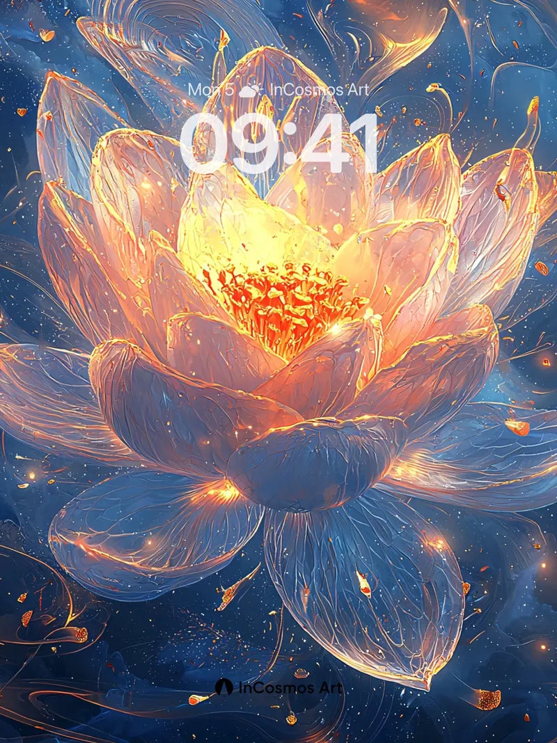 Luminous Lotus Wallpaper with Cosmic Veins wallpaper for iPhone, iPad & Mac