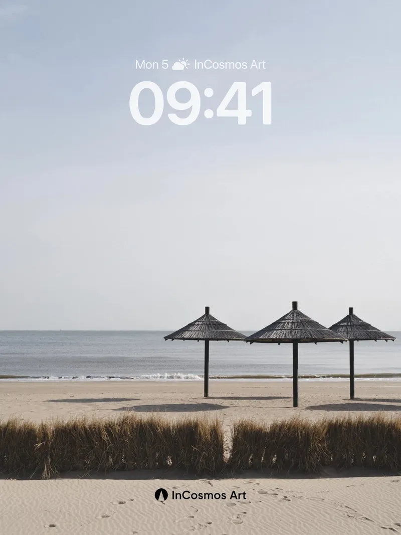 Serenity Sand Dune Wallpaper with Thatched Canopies