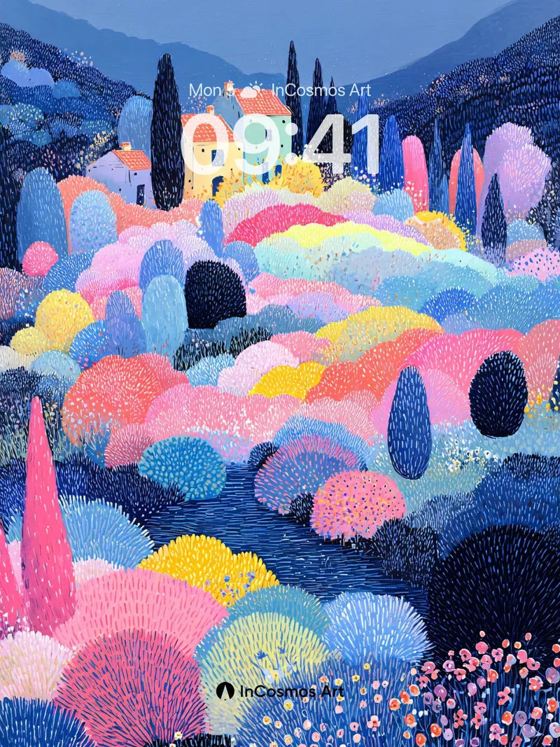 Whimsical Pastel Hills Wallpaper with Dreamy Texture wallpaper for iPhone, iPad & Mac