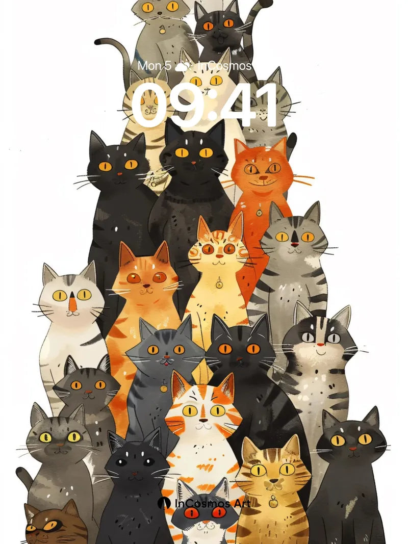 Whiskered Hierarchy Wallpaper with Feline Geometry wallpaper for iPhone, iPad & Mac