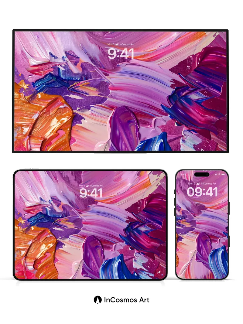 Luminous Swirl Wallpaper with Electric Brushstrokes